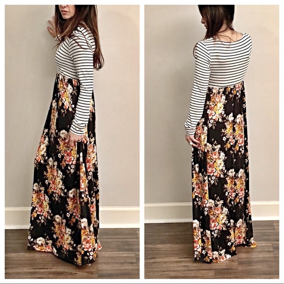 ✨LAST ONE ✨striped top floral skirt maxi dress - Picture 3 of 6